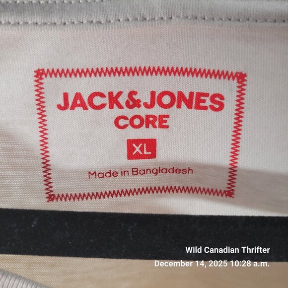Jack & Jones Core XL Beige Graphic Cotton Crew Neck Short Sleeve T-Shirt - Picture 3 of 6